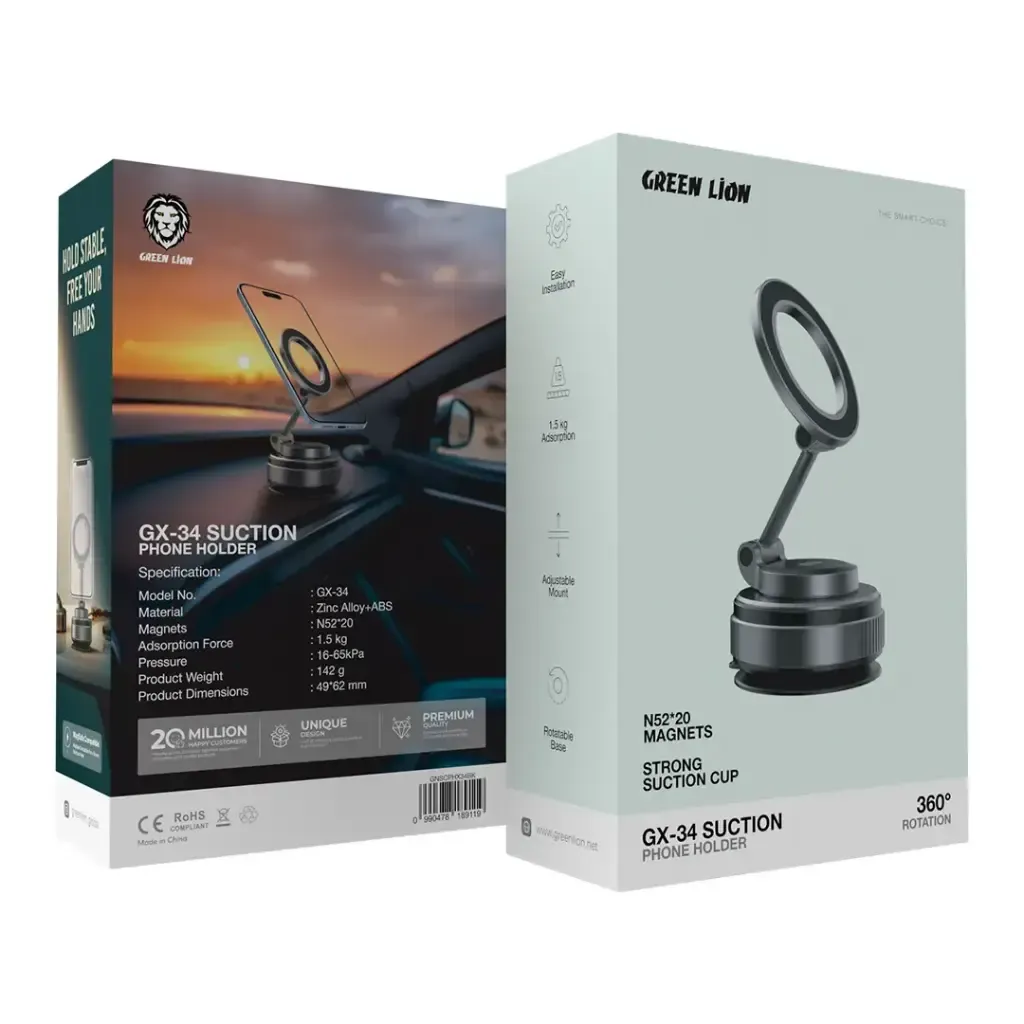 هولدر موبایل وکیوم مکشی مگنتی گرین لاین Green Lion GX-34 Suction Phone Holder