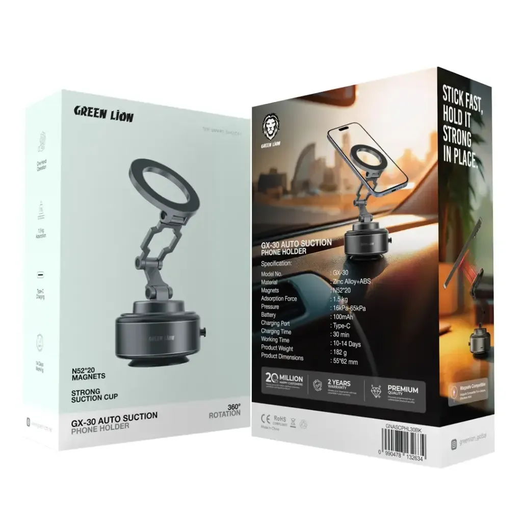 هولدر موبایل مکشی خودکار مگنتی گرین لاین مدلGreen Lion GX-30 Auto Suction Phone Holder