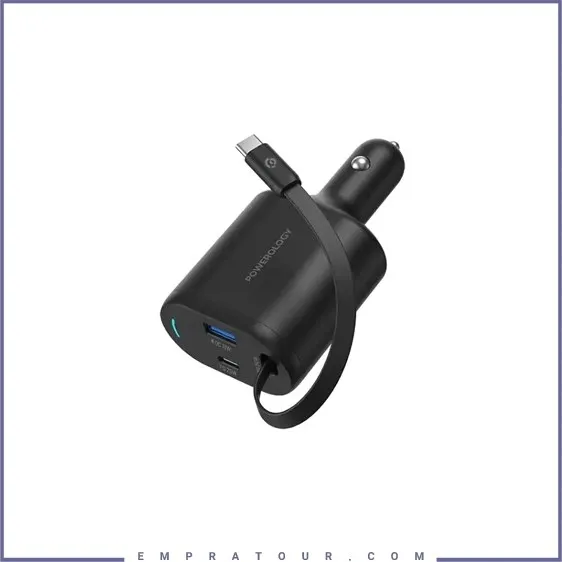 شارژر فندکی فست شارژ ماشین تایپ سی 70 وات پاورولوژی PCCSR018