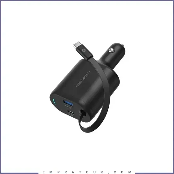 شارژر فندکی فست شارژ ماشین تایپ سی 70 وات پاورولوژی PCCSR018