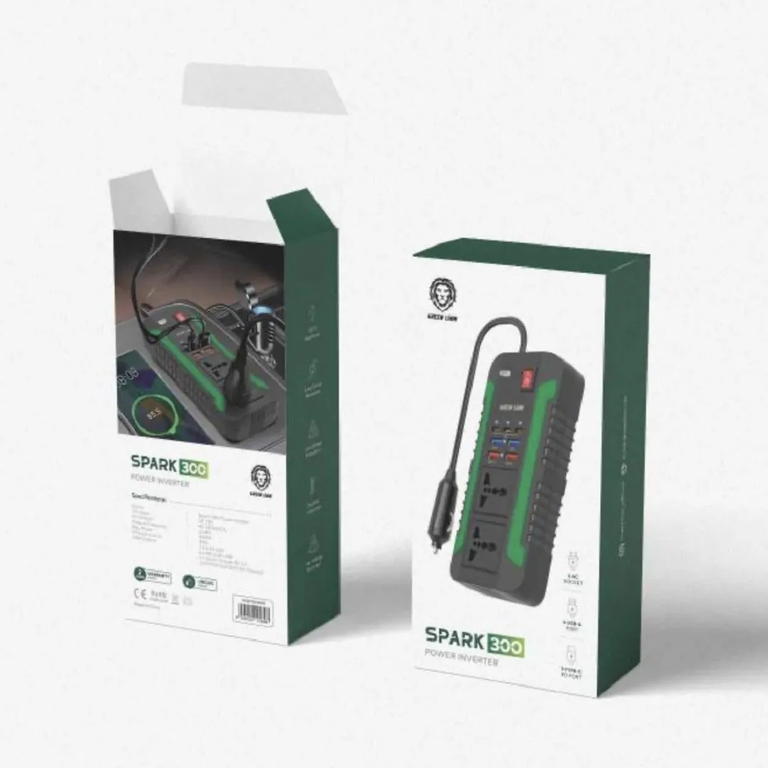 اینورتر فندکی ماشین 300 وات گرین لاین Green Lion Power Inverter Spark 300W