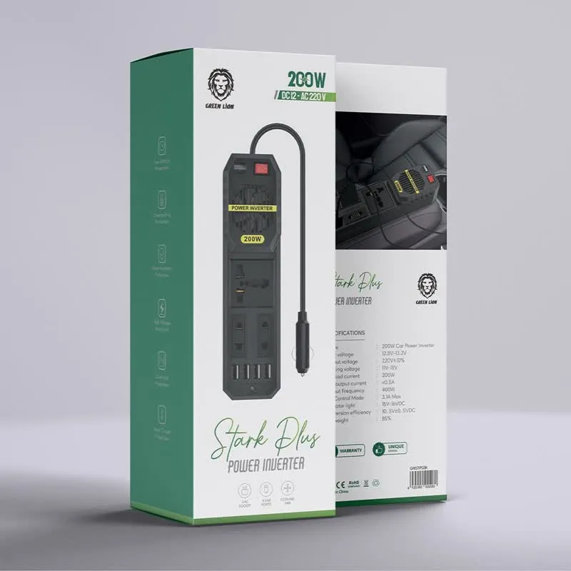 اینورتر 200 وات گرین لاین Green Lion 200W Car Inverter GNGC200CINBK