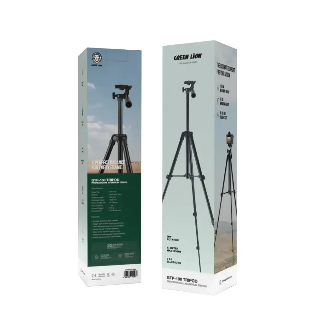 سه‌پایه آلومینیومی حرفه‌ای ۱۰۳ سانتی‌متری گرین لاین Green Lion GTP-100 Tripod Professional Aluminum