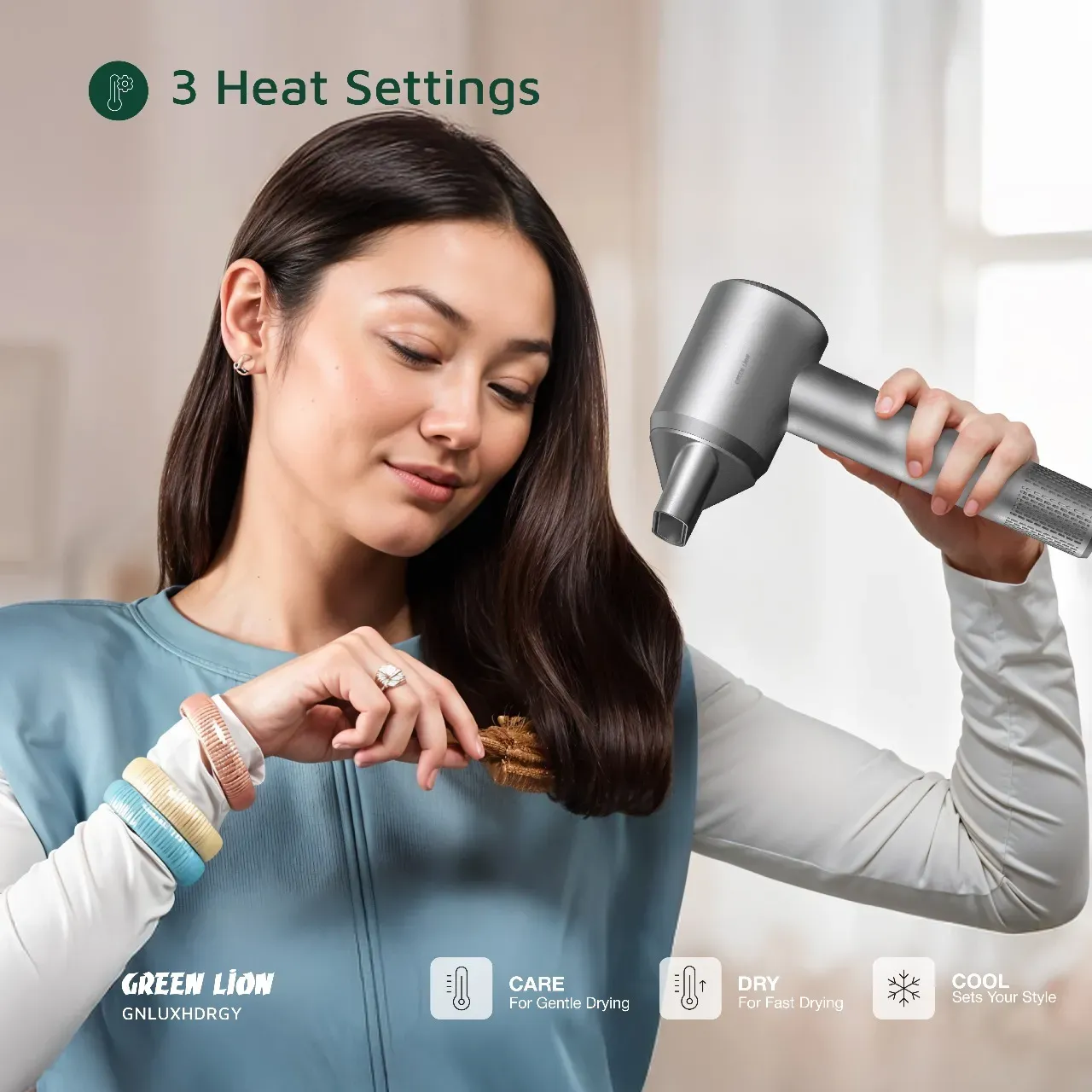 سشوار هوشمند ۱۶۰۰ وات گرین لاین Green Lion LUXAIR Hair Dryer GL-HD16 - Gray (GNLUXHDRGY)