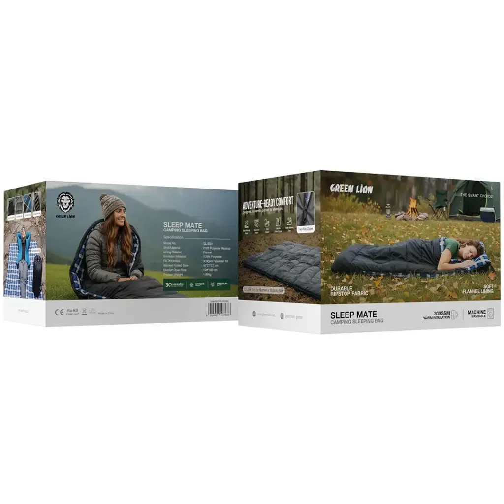 کیسه خواب کمپینگ گرین لاین Green Lion Sleep Mate Camping Sleeping Bag GNSMCPSLBGBK