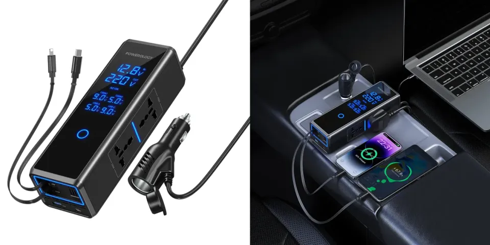 اینورتر خودرو مدل PWCPI300W پاورولوژی Powerology 300W x2 AC Socket Car Power Inverter