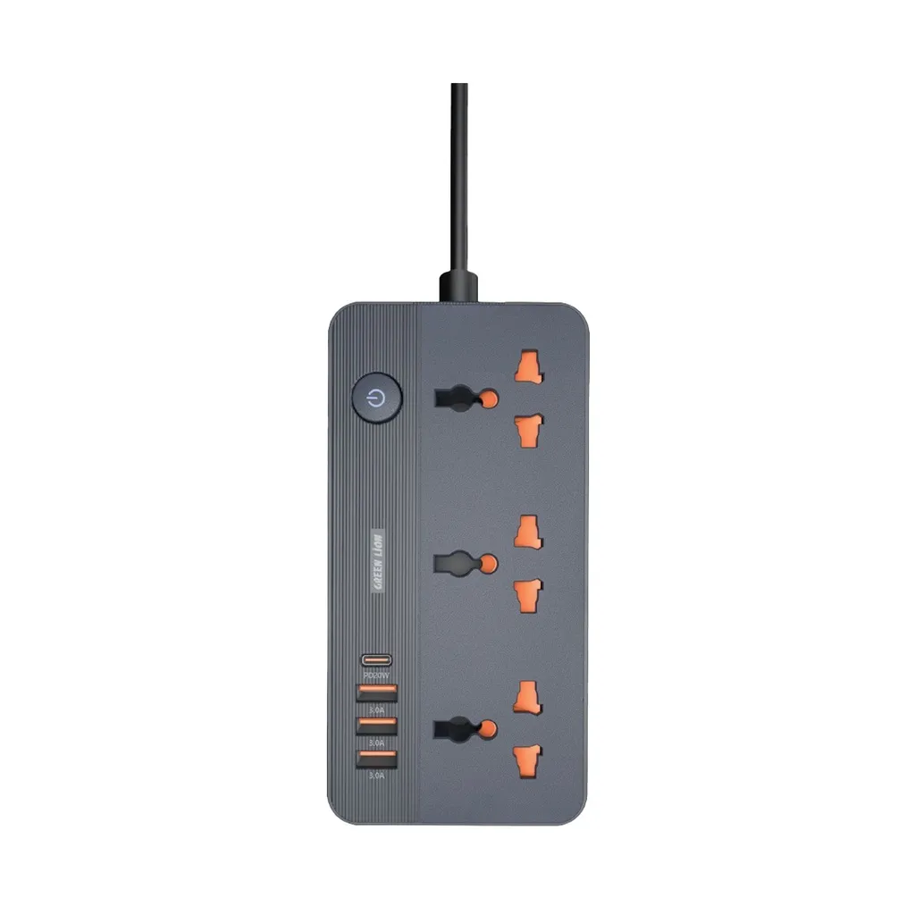 چندراهی برق گرین لاین مدل GS-200 با ۳ پریز، توان ۲۵۰۰ وات و کابل ۲ متری Green Lion GS-200 Power Socket 2500W