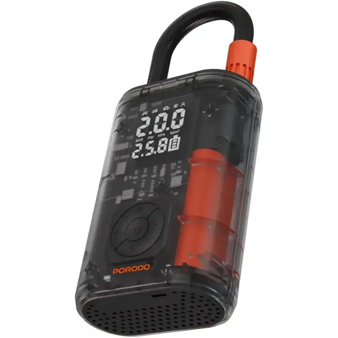 پمپ باد شارژی پرودو Porodo Vyrox Car Tire Inflator PDGA05BK