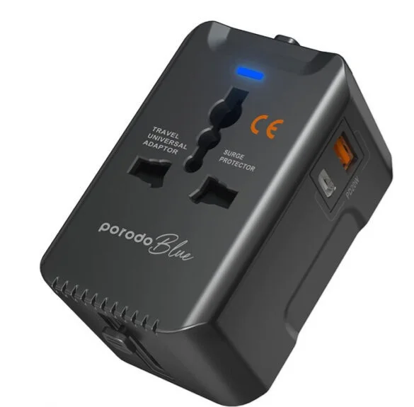 شارژریونیورسال دو پورت Porodo مدل Blue PD20UTA Dual Port Universal Charger 20W