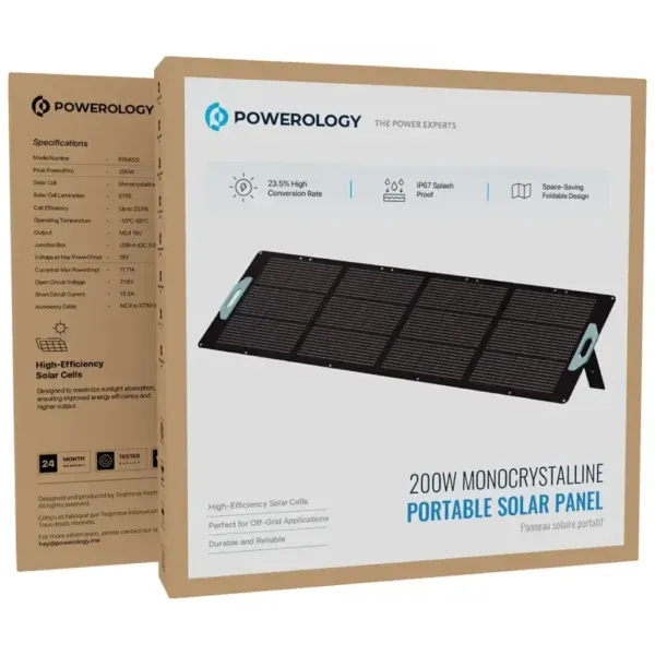 پنل سولار 200 واتی مونو کریستال پاورولوژی مدل Powerology PSM022BK