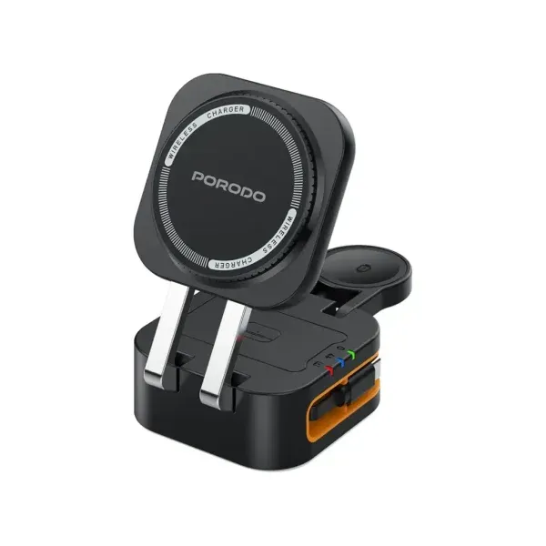 استند تاشو وایرلس شارژ سه کاره پرودو Porodo Pocket-Sized Folding Wireless Charger PD-FWCH061