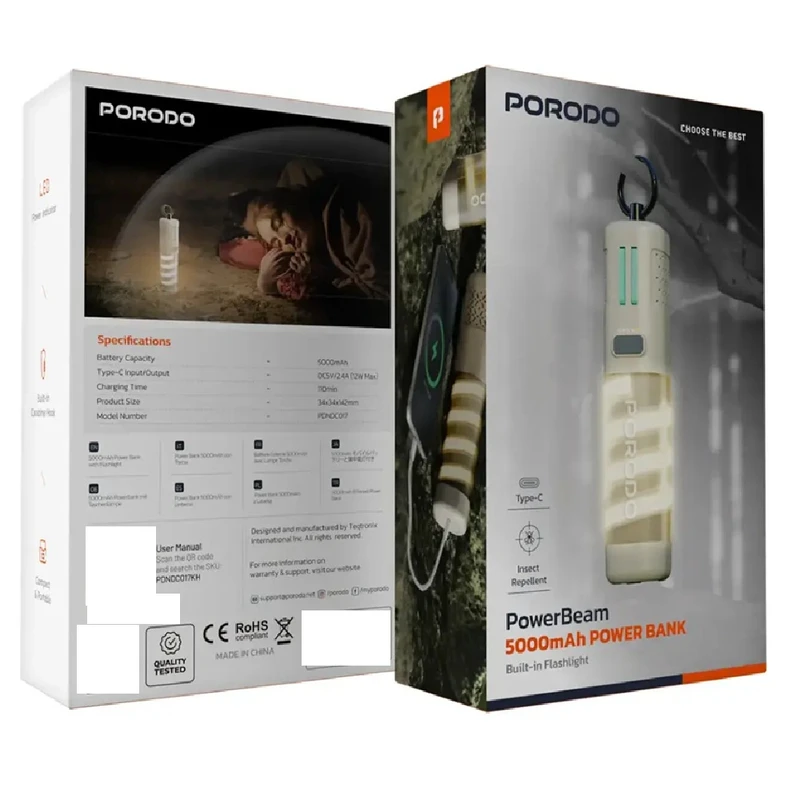 پاوربانک پرودو مدل PowerBeam PDNDC017 ظرفیت 5000 میلی آمپر ساعت