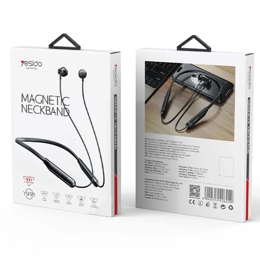 هندزفري بلوتوث گردني يسيدو Yesido Magnetic Neckband YSP20