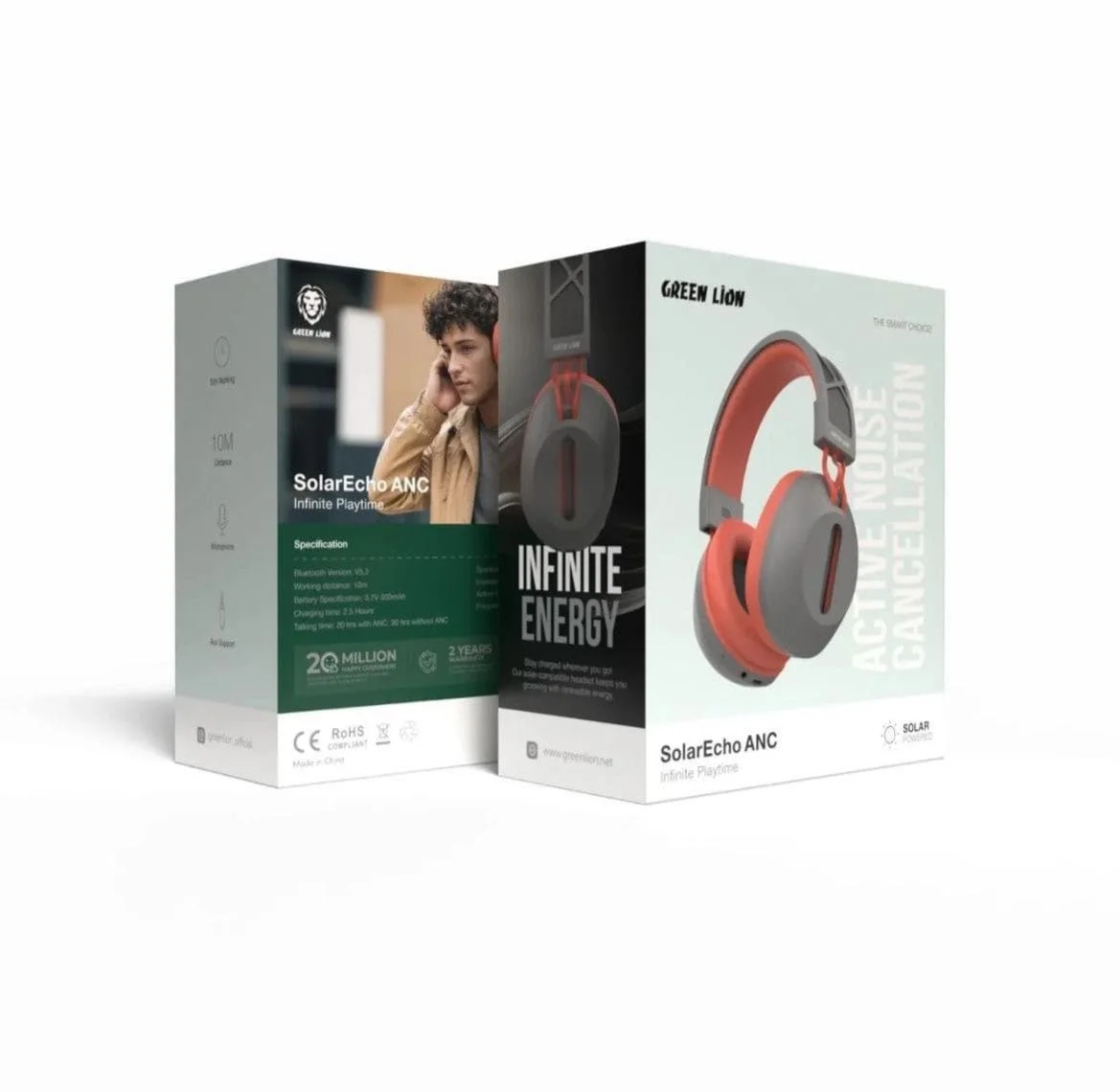 هدفون بی سیم گرین لاین مدل Green Lion Solar Echo ANC Wireless Headphone