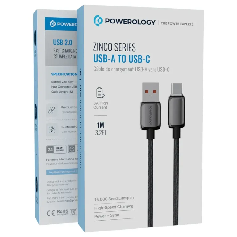 کابل شارژ USB به تایپ سی پاورولوژی 