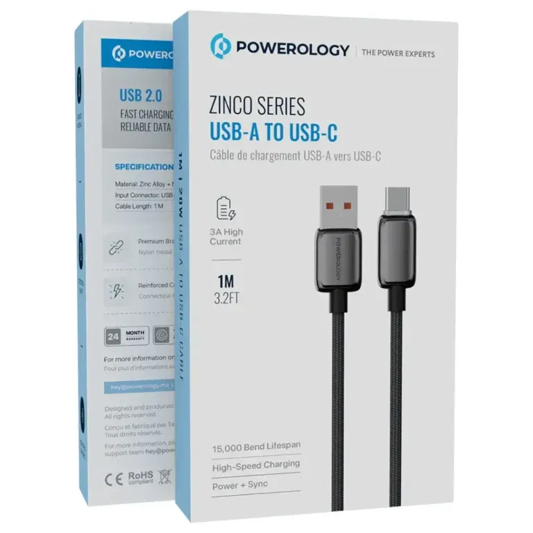 کابل شارژ USB به تایپ سی پاورولوژی 