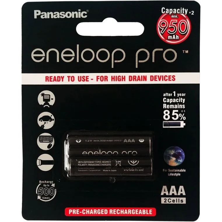 باتری شارژی نیم قلمی پاناسونیک سری eneloop مدل BK-4MCCE ظرفیت 950mAh بسته 2 عددی