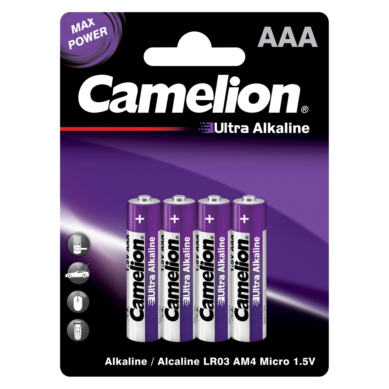 باتری نیم‌قلمی AAA اولترا آلکالاین کملیون بسته ۴ عددی Camelion Ultra Alkaline LR03 4-Pack
