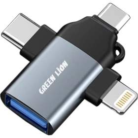 مبدل USB به Micro-USB / USB-C / لایتنینگ گرین لاین مدل GN3in1OTG Green Lion 3-in-1 OTG