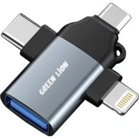 مبدل USB به Micro-USB / USB-C / لایتنینگ گرین لاین مدل GN3in1OTG Green Lion 3-in-1 OTG