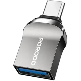 مبدل OTG پورودو USB-A به USB-C بدنه آلیاژ روی Porodo PD-CBL0023 USB-A to USB-C OTG Adapter