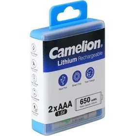باتری شارژی نیم قلمی کملیون مدل لیتیومی (LITHIUM RECHARGEABLE) ظرفیت 650mAh بسته 2 عددی